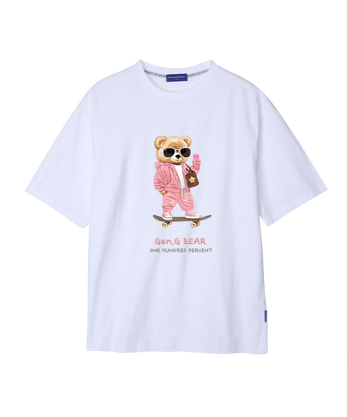 원헌드레드퍼센트 포 우먼(ONEHUNDREDPERCENT FOR WOMAN) OHP X HARMONIA 젠지 베어 세미오버 반팔티n
