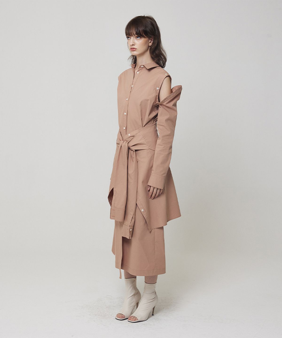 므아므(MMAM) Off sleeve tie shirt dress