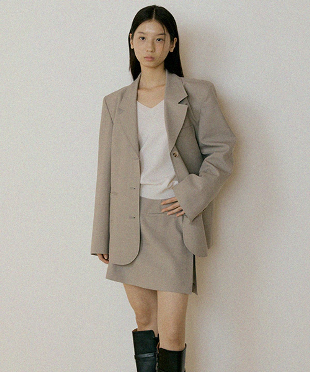 링서울(LINGSEOUL) summer wool skirt pants-gray