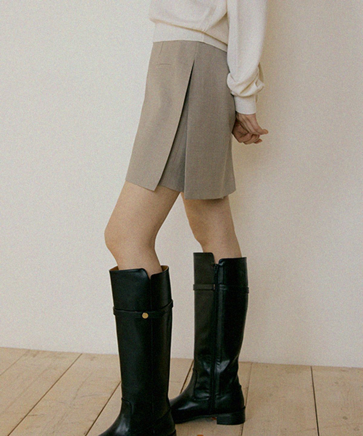 링서울(LINGSEOUL) summer wool skirt pants-gray