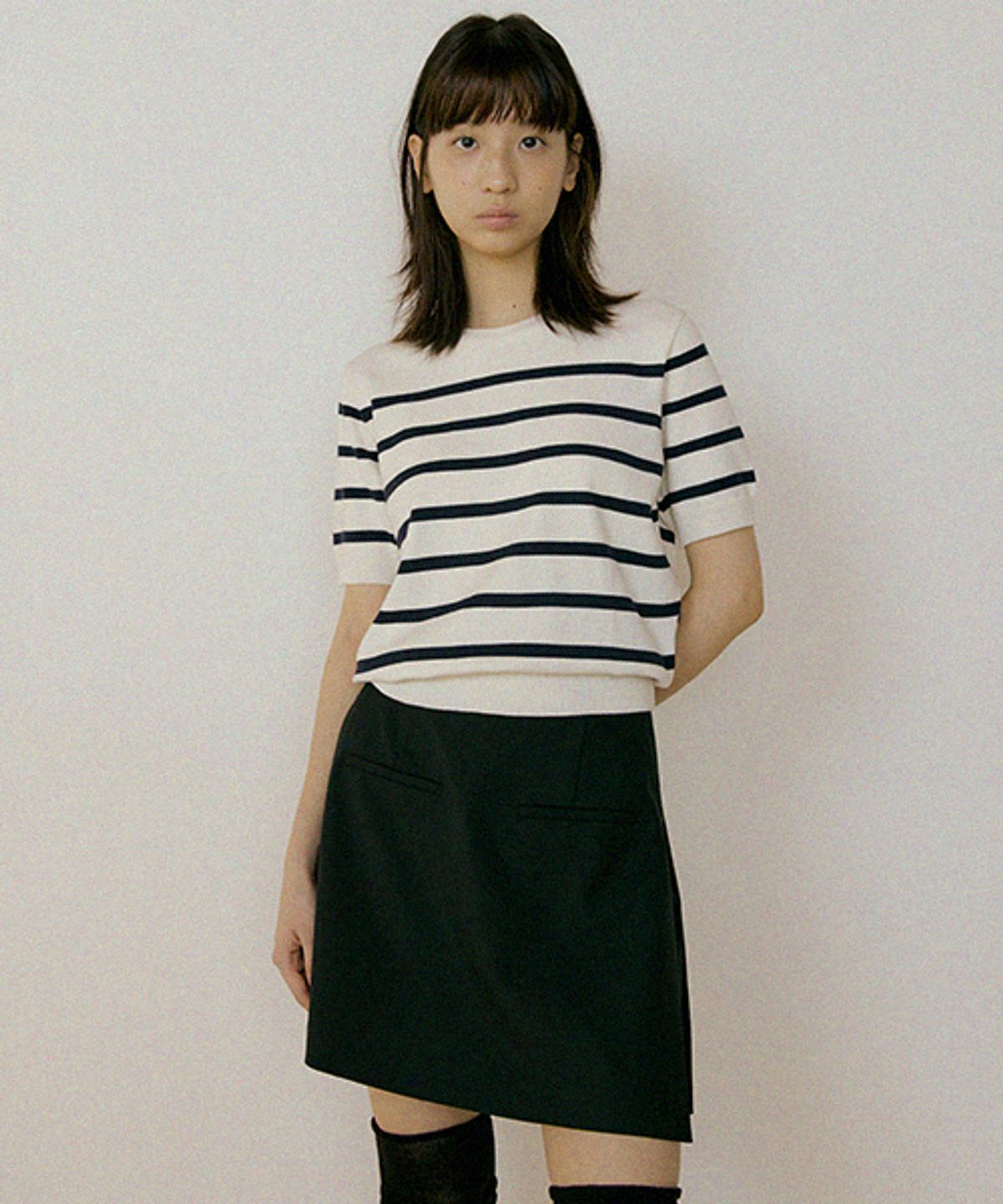 링서울(LINGSEOUL) summer wool skirt pants-black