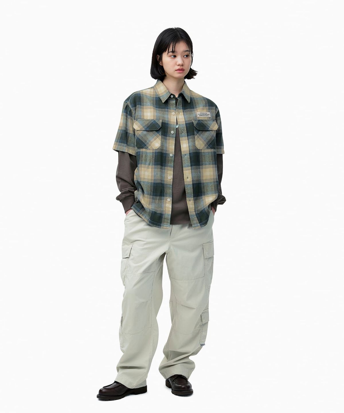 디스이즈네버댓(THISISNEVERTHAT) Ombre Check S/S Shirt Brown