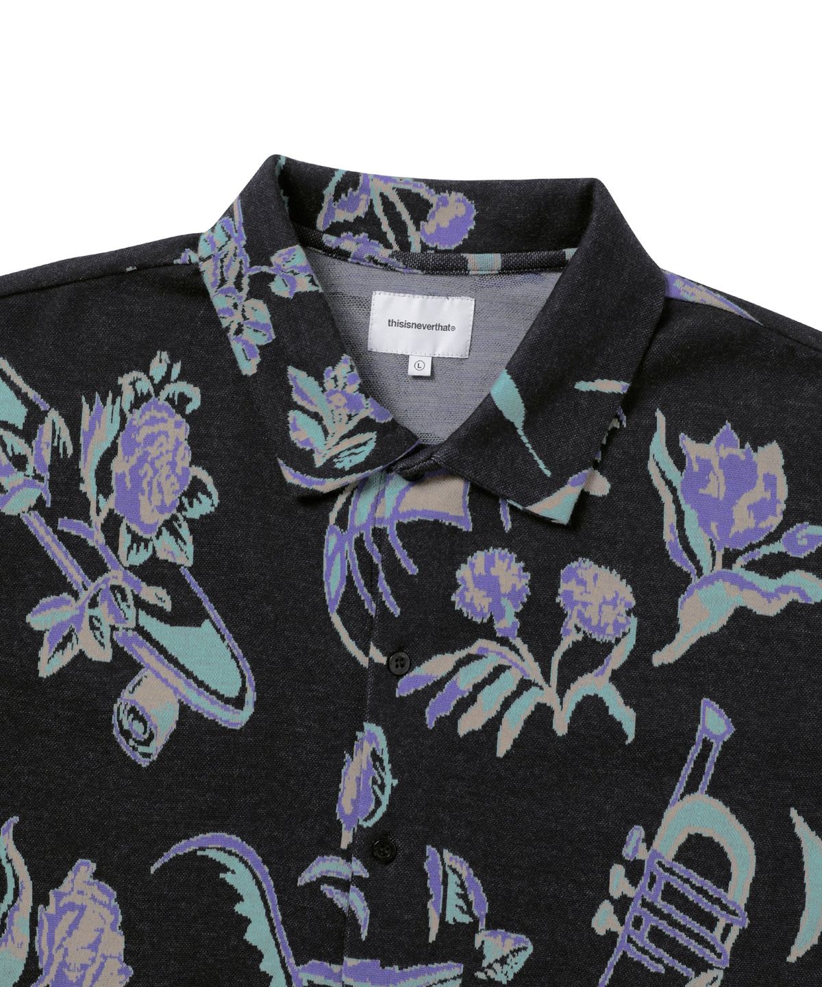디스이즈네버댓(THISISNEVERTHAT) Object Jacquard Button Up Top Black