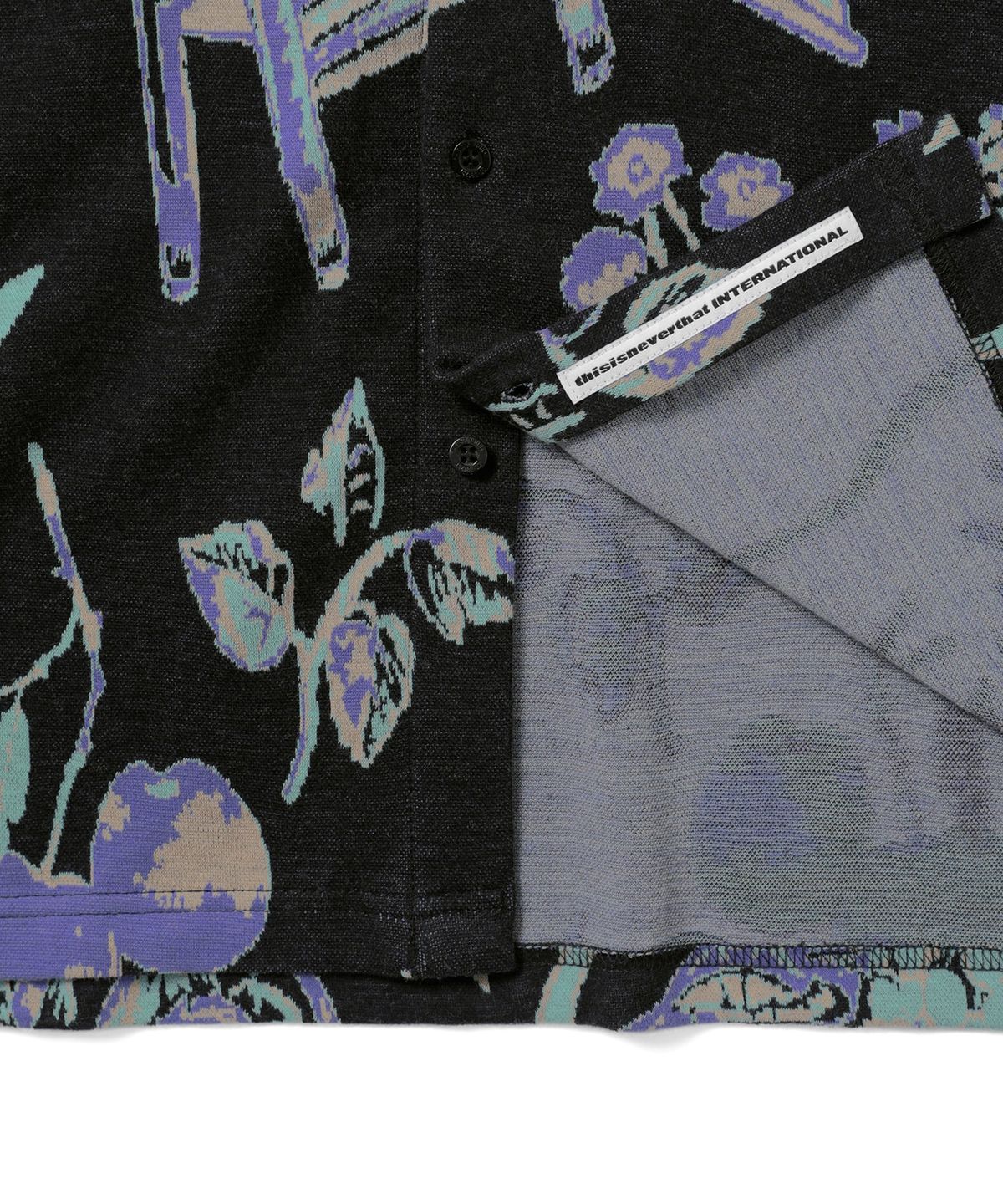 디스이즈네버댓(THISISNEVERTHAT) Object Jacquard Button Up Top Black