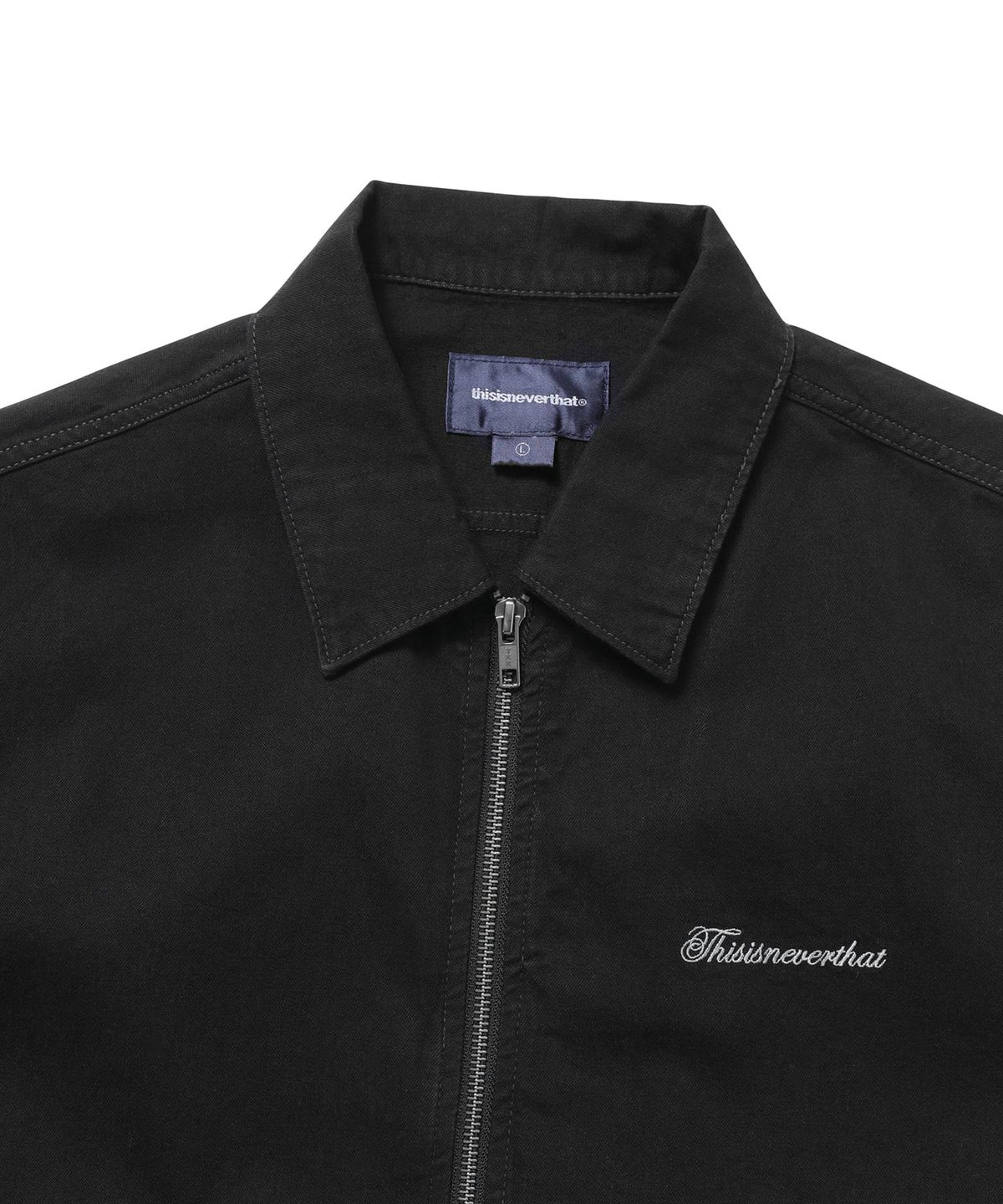 디스이즈네버댓(THISISNEVERTHAT) Washed Denim Zip S/S Shirt Black
