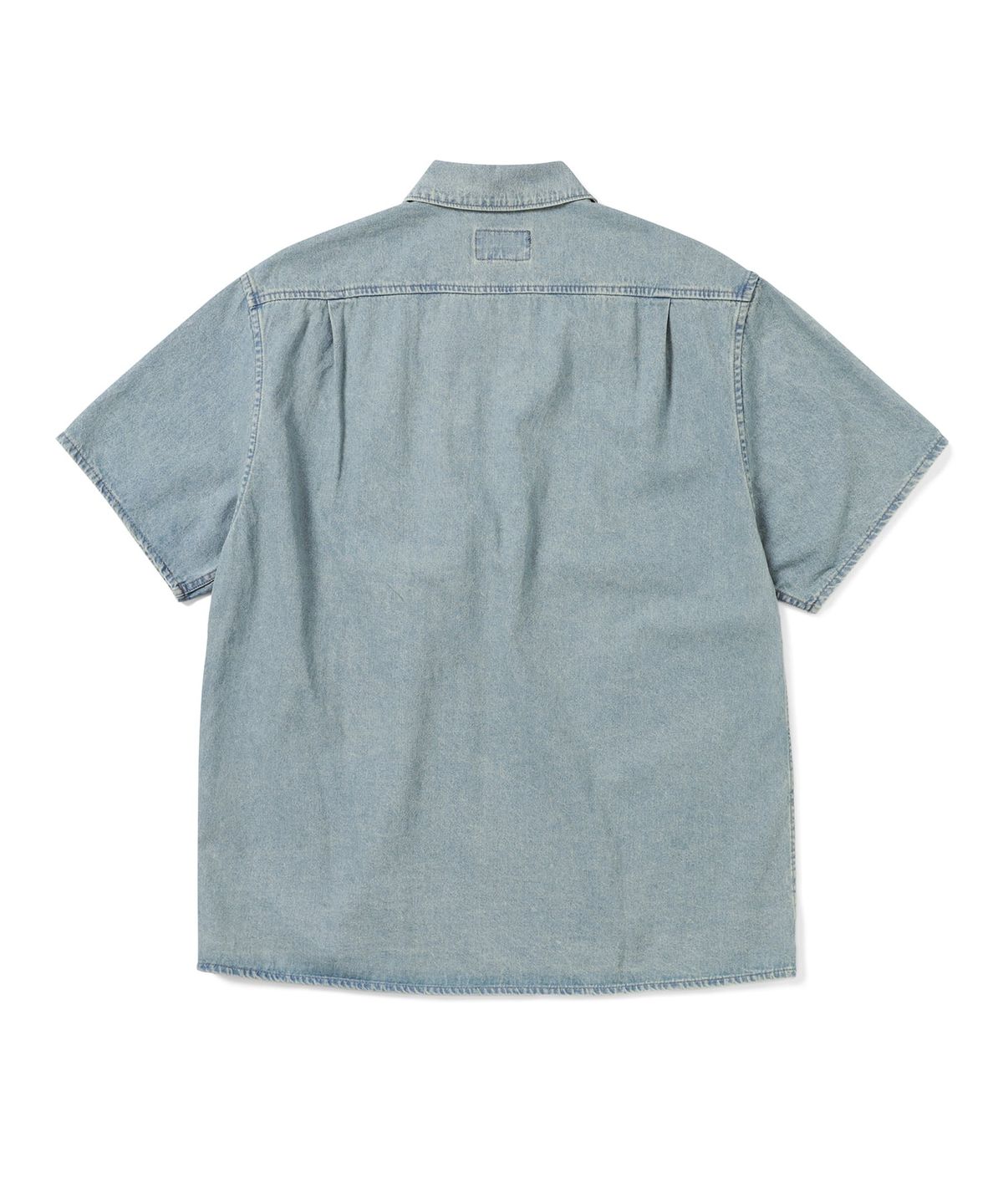 디스이즈네버댓(THISISNEVERTHAT) Washed Denim Zip S/S Shirt Washed Blue
