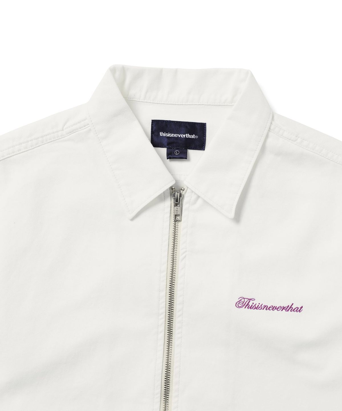 디스이즈네버댓(THISISNEVERTHAT) Washed Denim Zip S/S Shirt Off White
