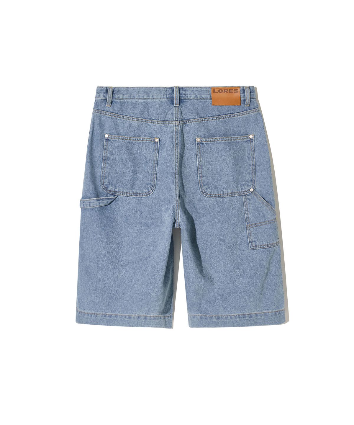 로어즈(LORES) Double Knee Denim Shorts - Light Blue