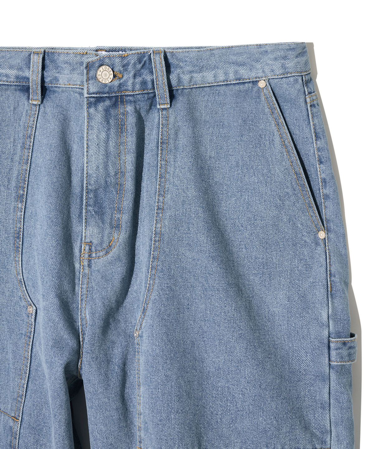 로어즈(LORES) Double Knee Denim Shorts - Light Blue