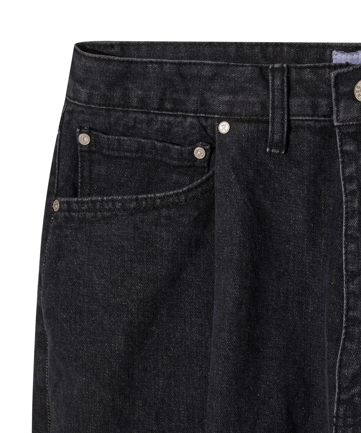 로어즈(LORES) Wide Tuck Denim Pants - Black
