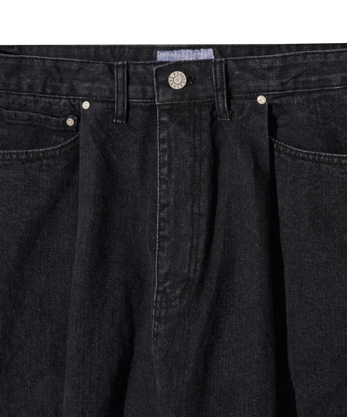 로어즈(LORES) Wide Tuck Denim Pants - Black