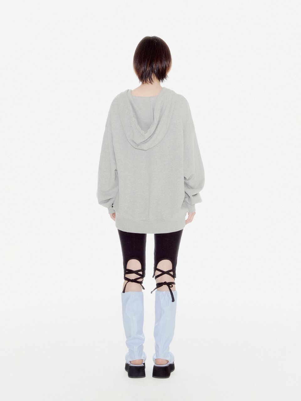 MUSINSA公式 | YOUHEE YOUHEE RIBBON HOOD ZIP-UP MELANGE GREY