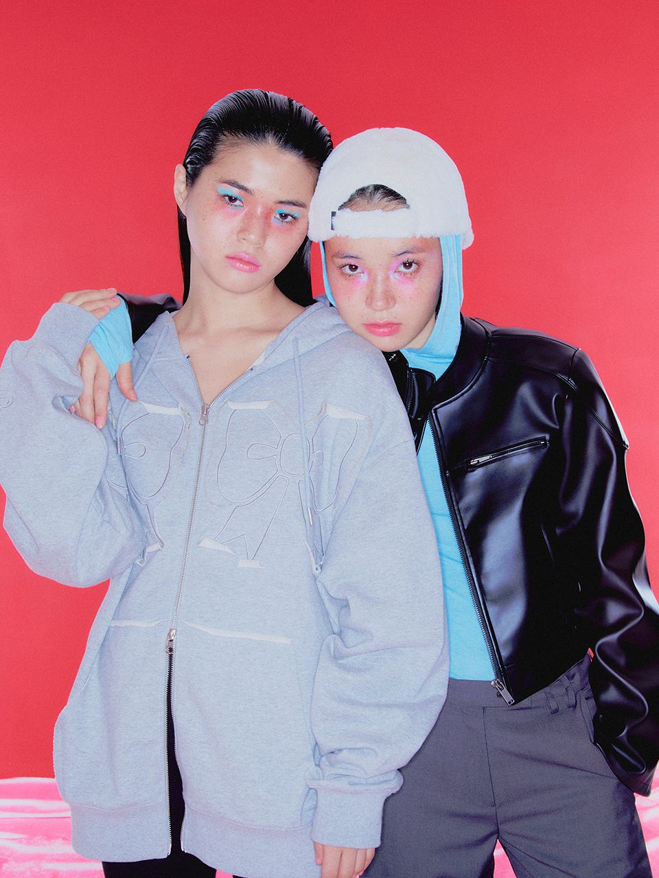 MUSINSA公式 | YOUHEE YOUHEE RIBBON HOOD ZIP-UP MELANGE GRAY