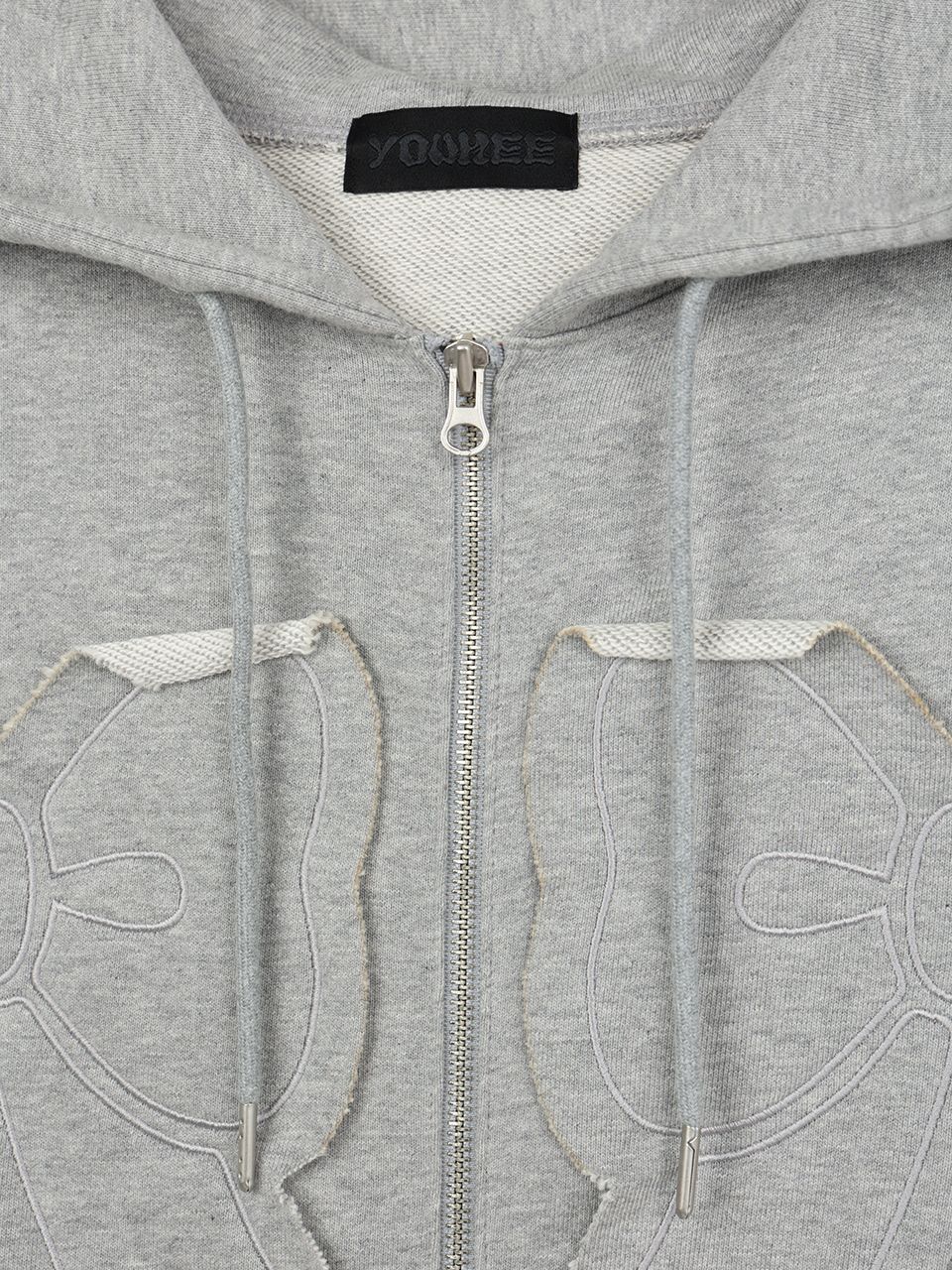 MUSINSA公式 | YOUHEE YOUHEE RIBBON HOOD ZIP-UP MELANGE GREY