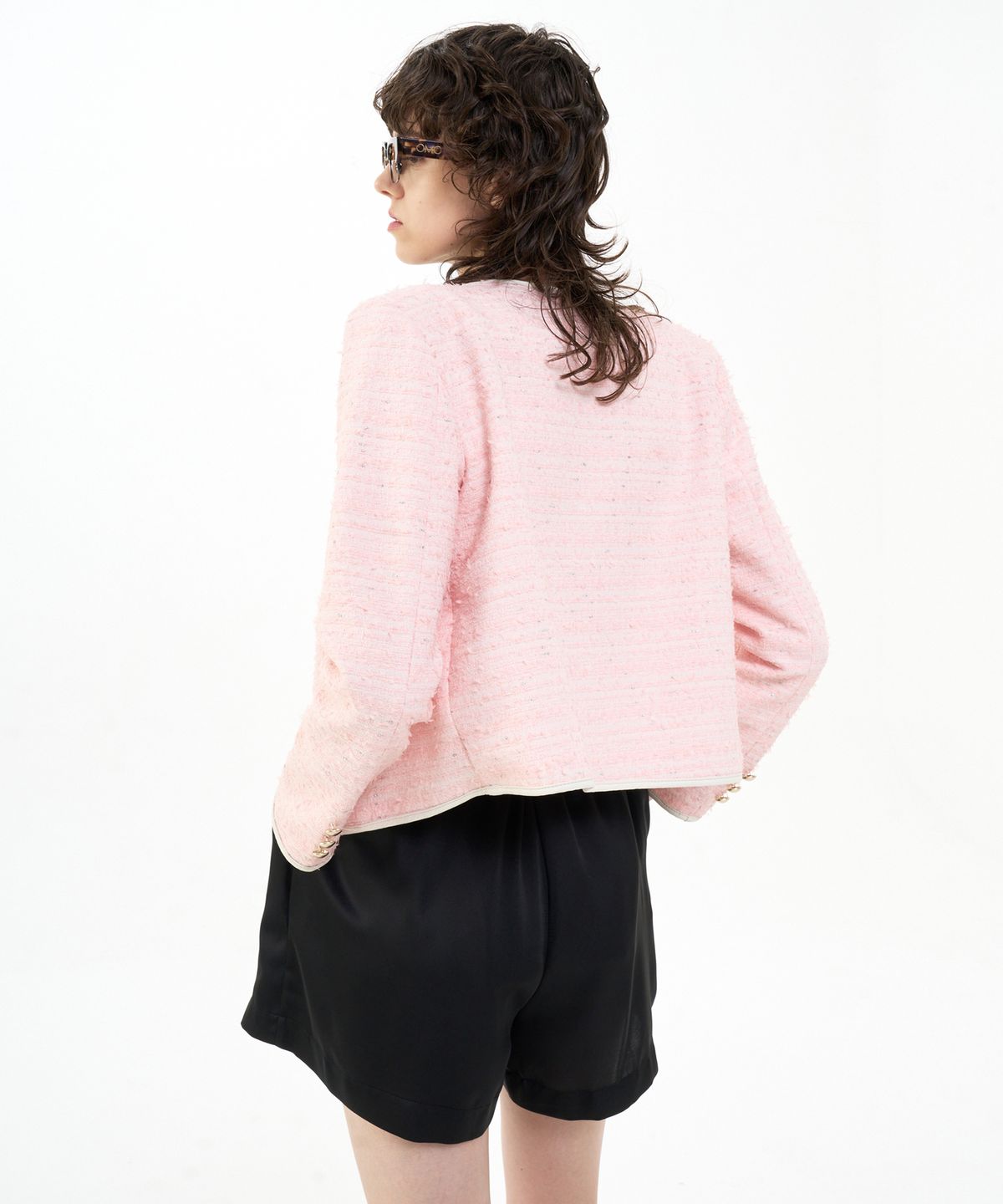 비콰이엇(B QUIET) CROPPED TWEED JACKET_PINK