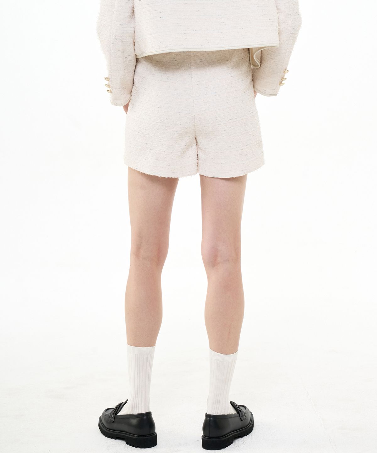 비콰이엇(B QUIET) TWEED SKIRT SHORTS_IVORY