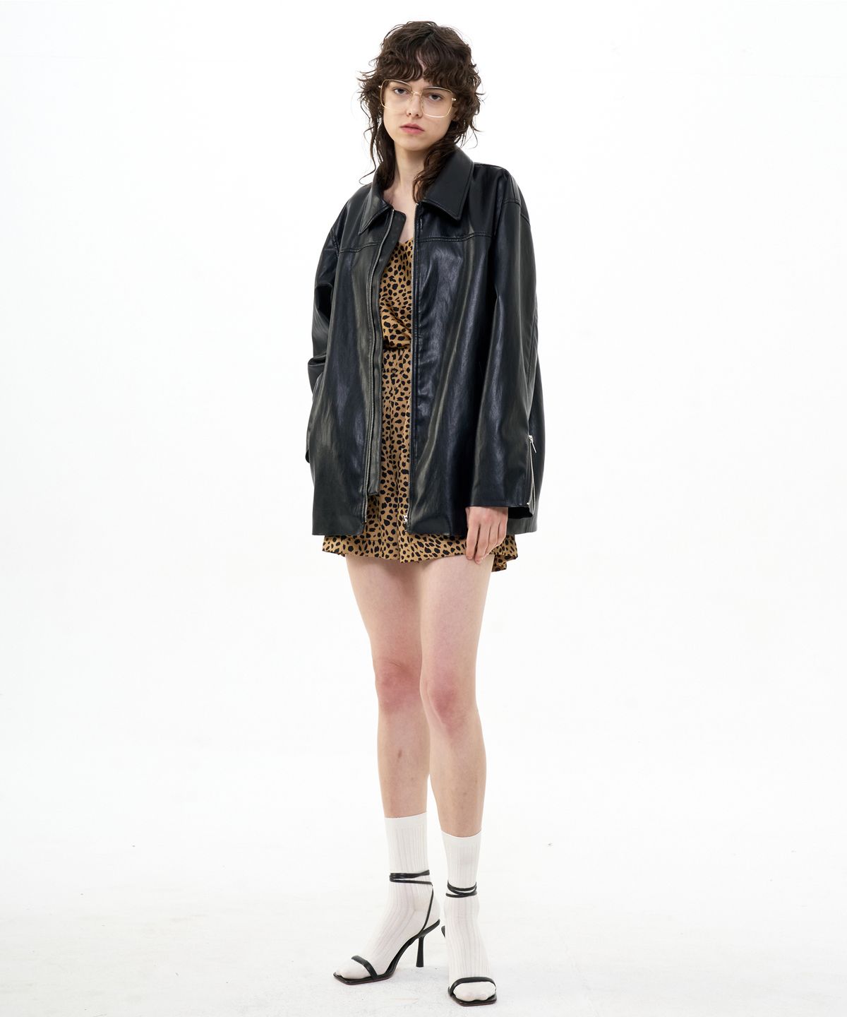 비콰이엇(B QUIET) OVERSIZED FAUX LEATHER JACKET_BLACK