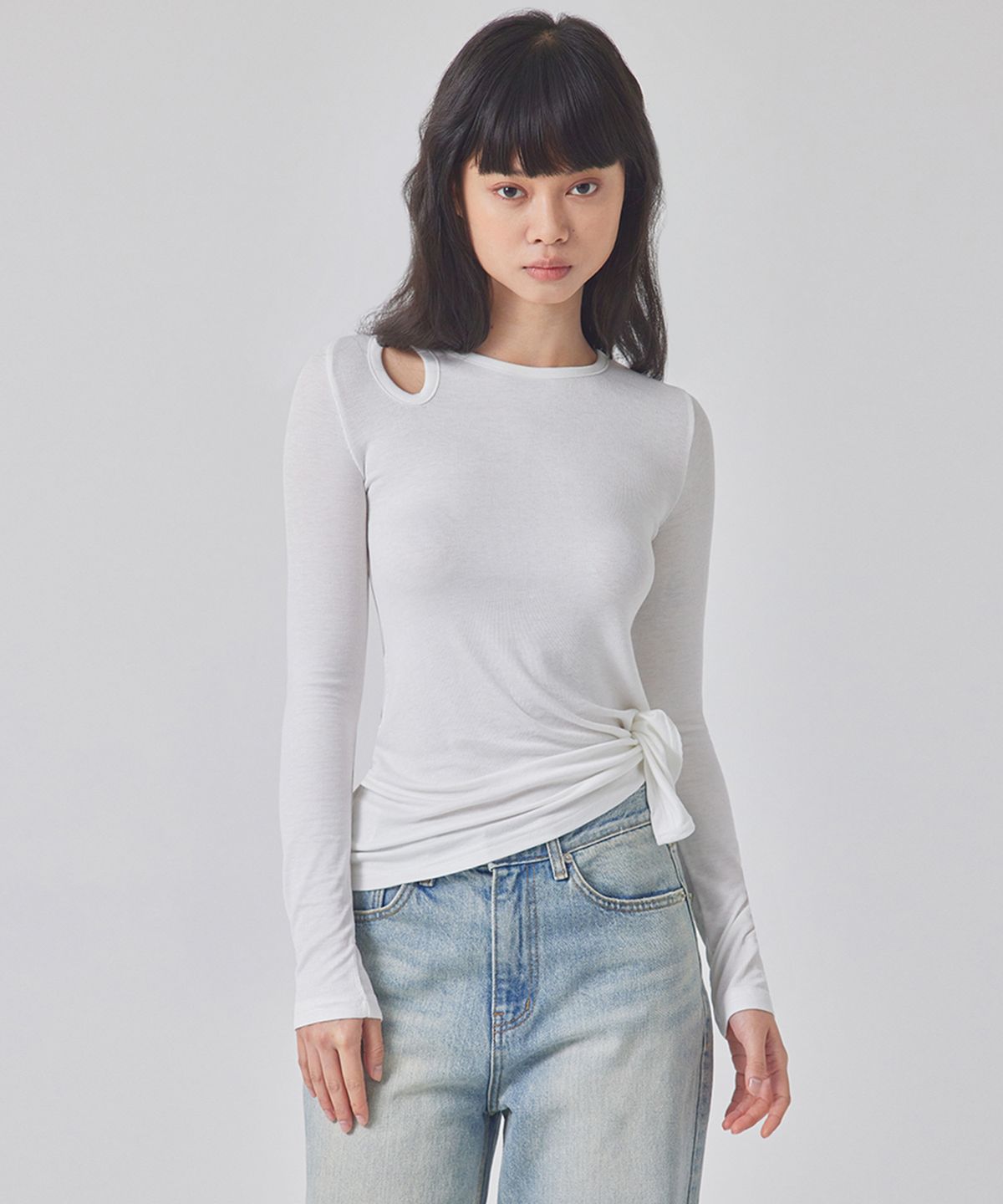 탑걸(TOPGIRL) SHOULDER CUT-OUT LONG SLEEVE TOP_T416TP121