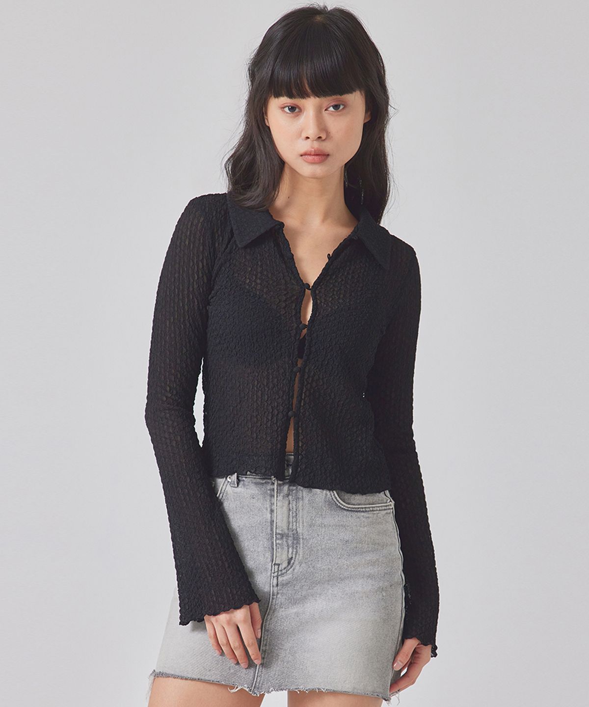 탑걸(TOPGIRL) TEXTURED BUTTON-UP BLOUSE_T416TP107