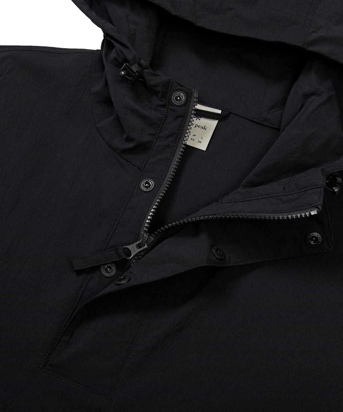 스노우피크 어패럴(SNOWPEAK APPAREL) 루트 후드 반팔 아노락 Black (S24MURAN65)