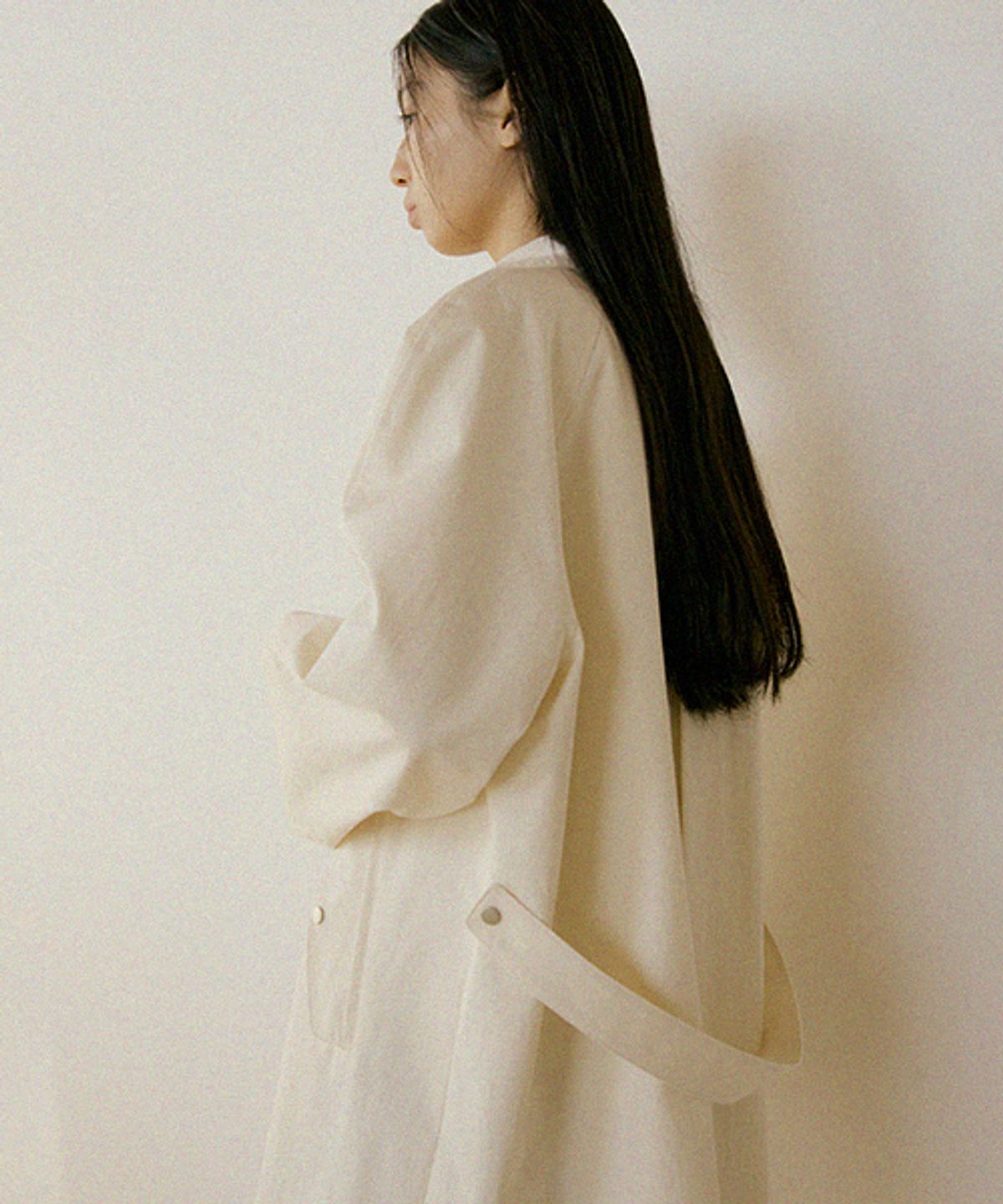 링서울(LINGSEOUL) balmacaan half trench coat-ivory