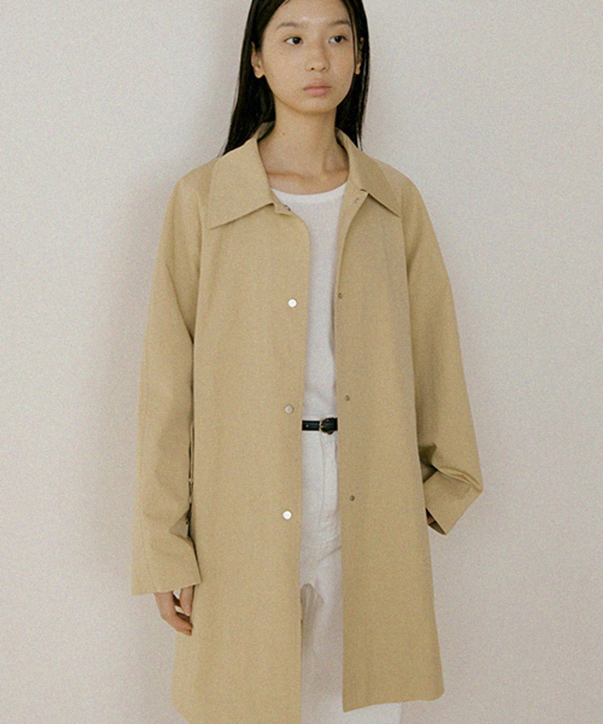 링서울(LINGSEOUL) balmacaan half trench coat-beige