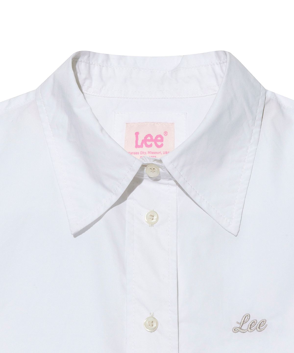 리(LEE) 우먼 숏 크롭 반팔 셔츠 화이트