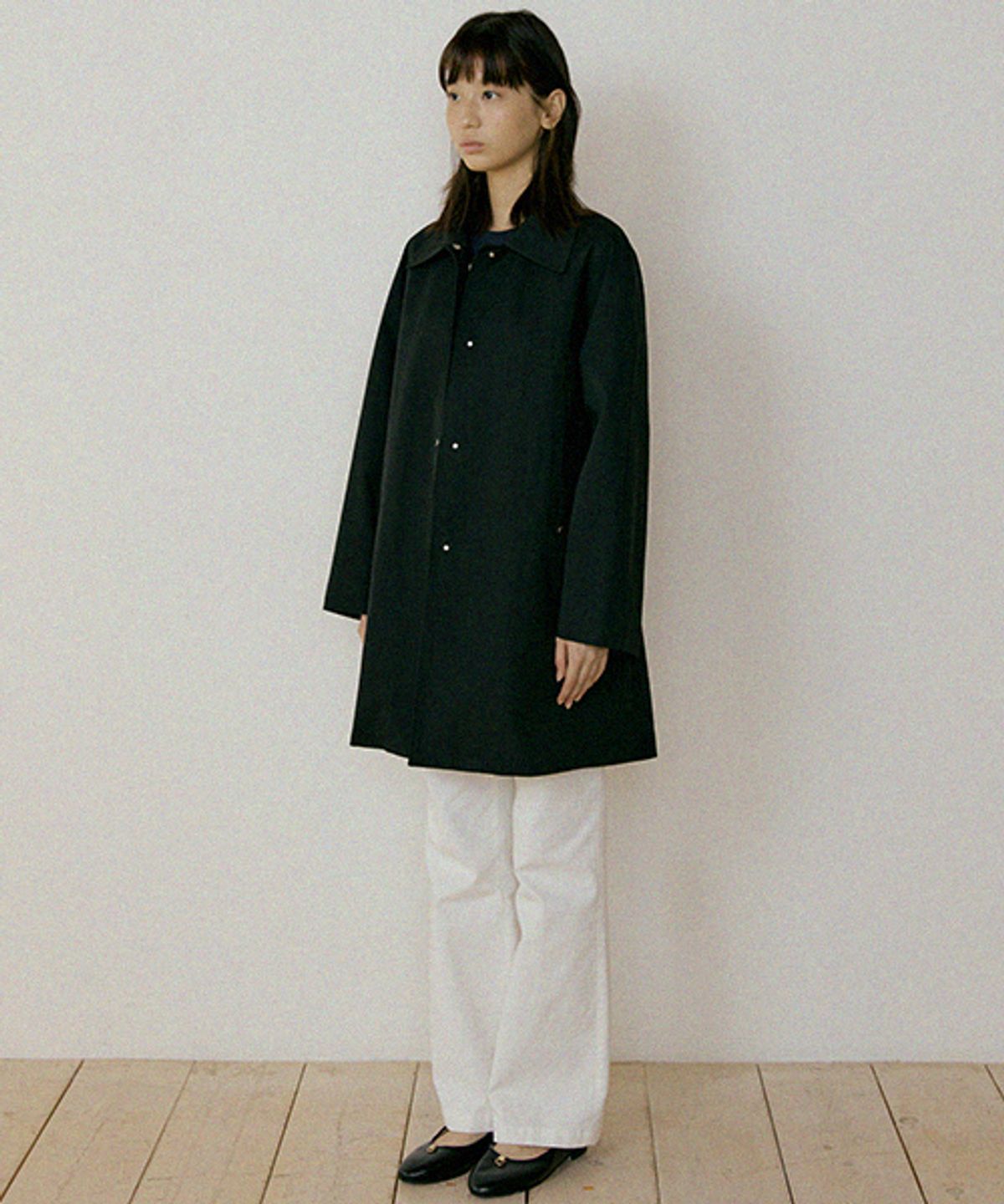 링서울(LINGSEOUL) balmacaan half trench coat-black