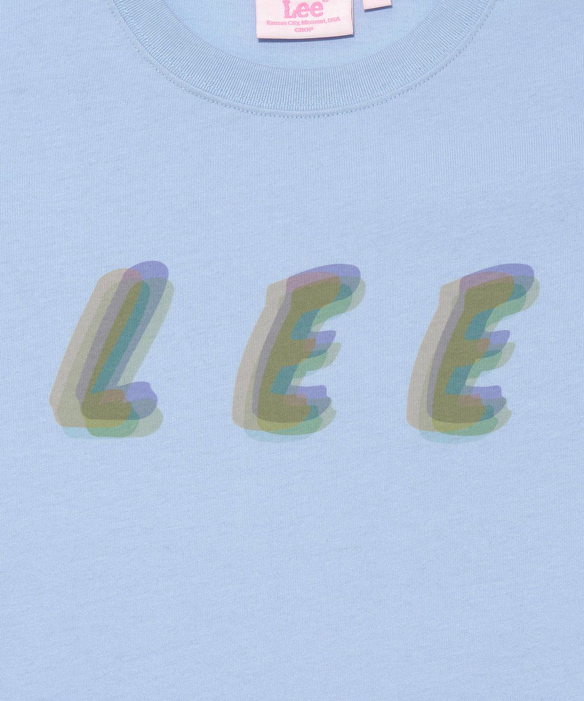 리(LEE) 우먼 리 수채화 로고 크롭 티셔츠 라이트 블루