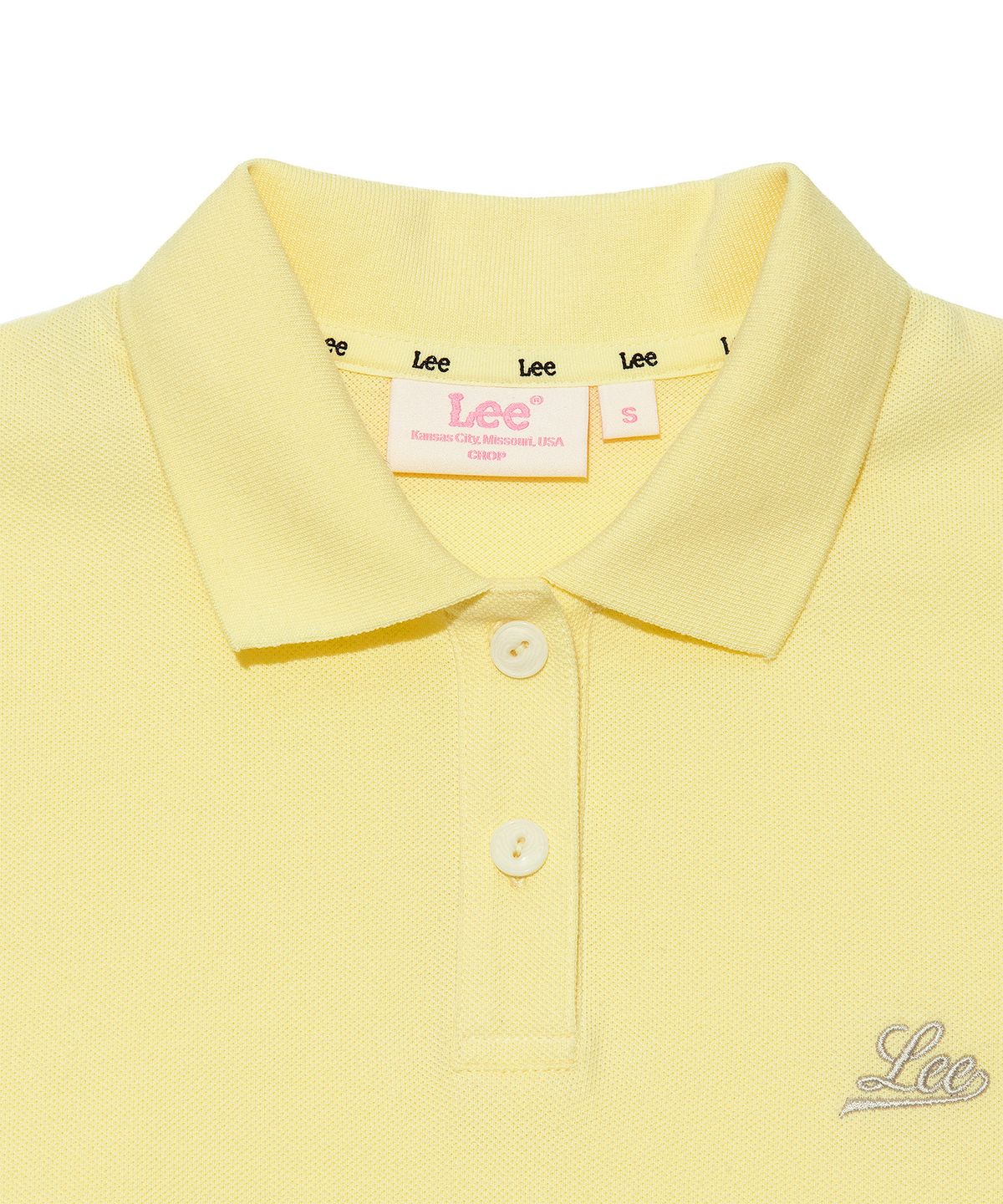 리(LEE) 우먼 피케 카라 크롭 티셔츠 옐로우