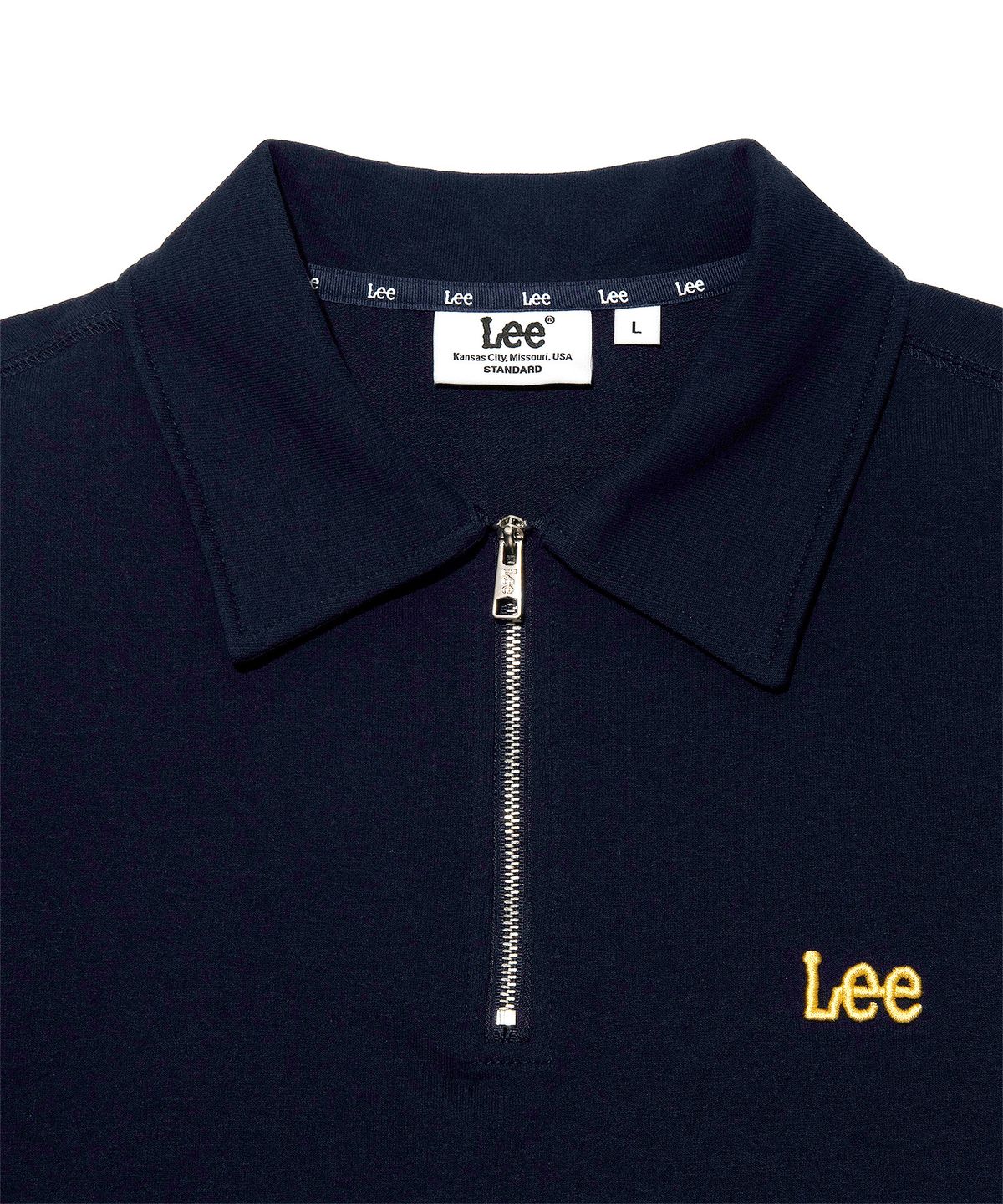 리(LEE) 하프 집업 카라 티셔츠 네이비