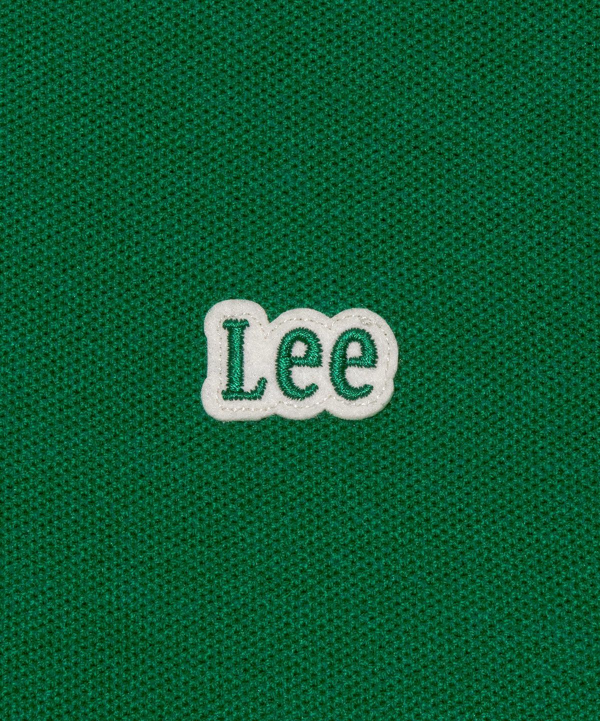 리(LEE) 카라 배색 반팔 니트 그린