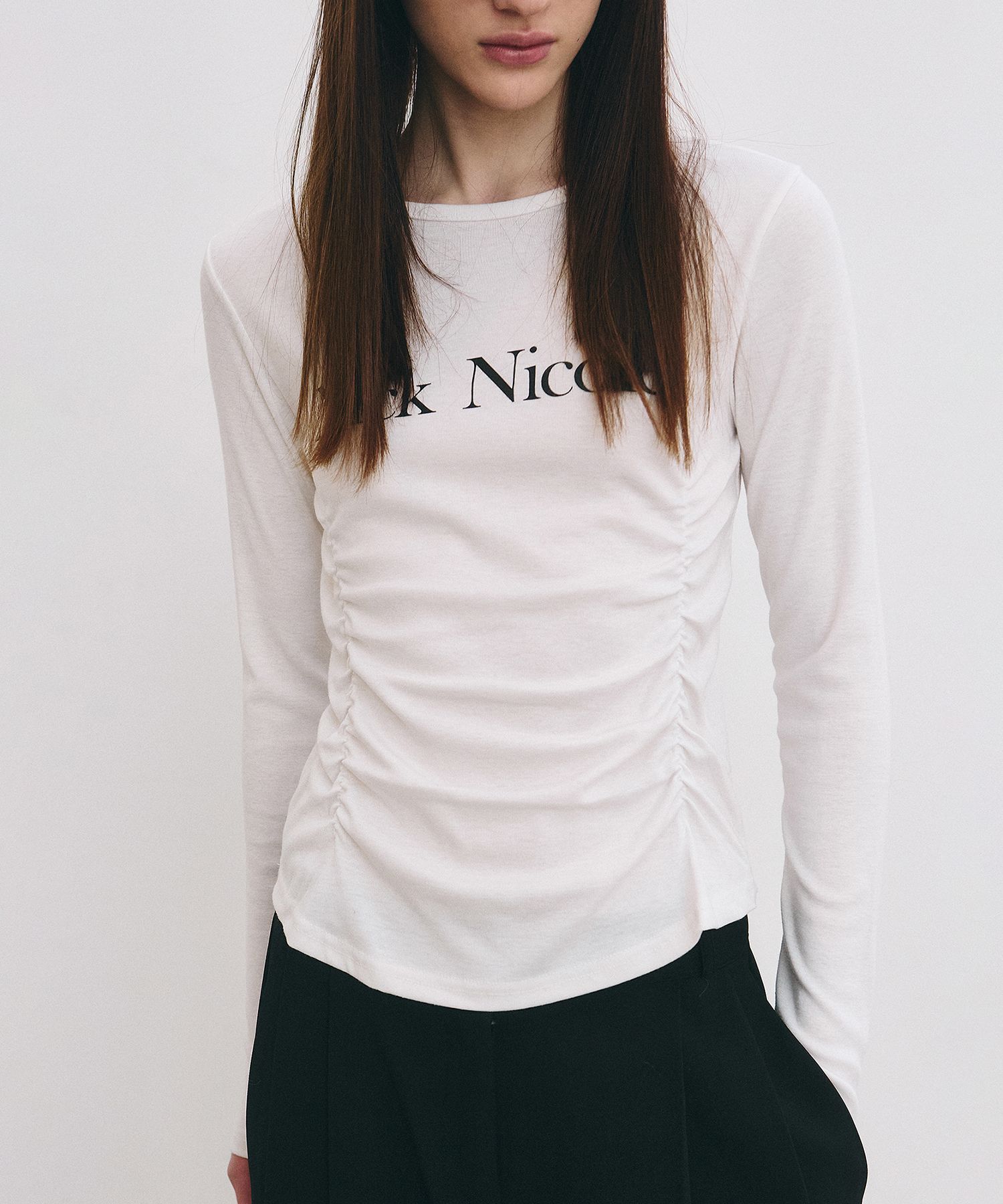 Tシャツ・カットソー NICK&NICOLE NICOLE SHIRRING HALF TOP 4BUK374 NICK&NICOLE(ニックアンドニコール) Tシャツ・カットソー