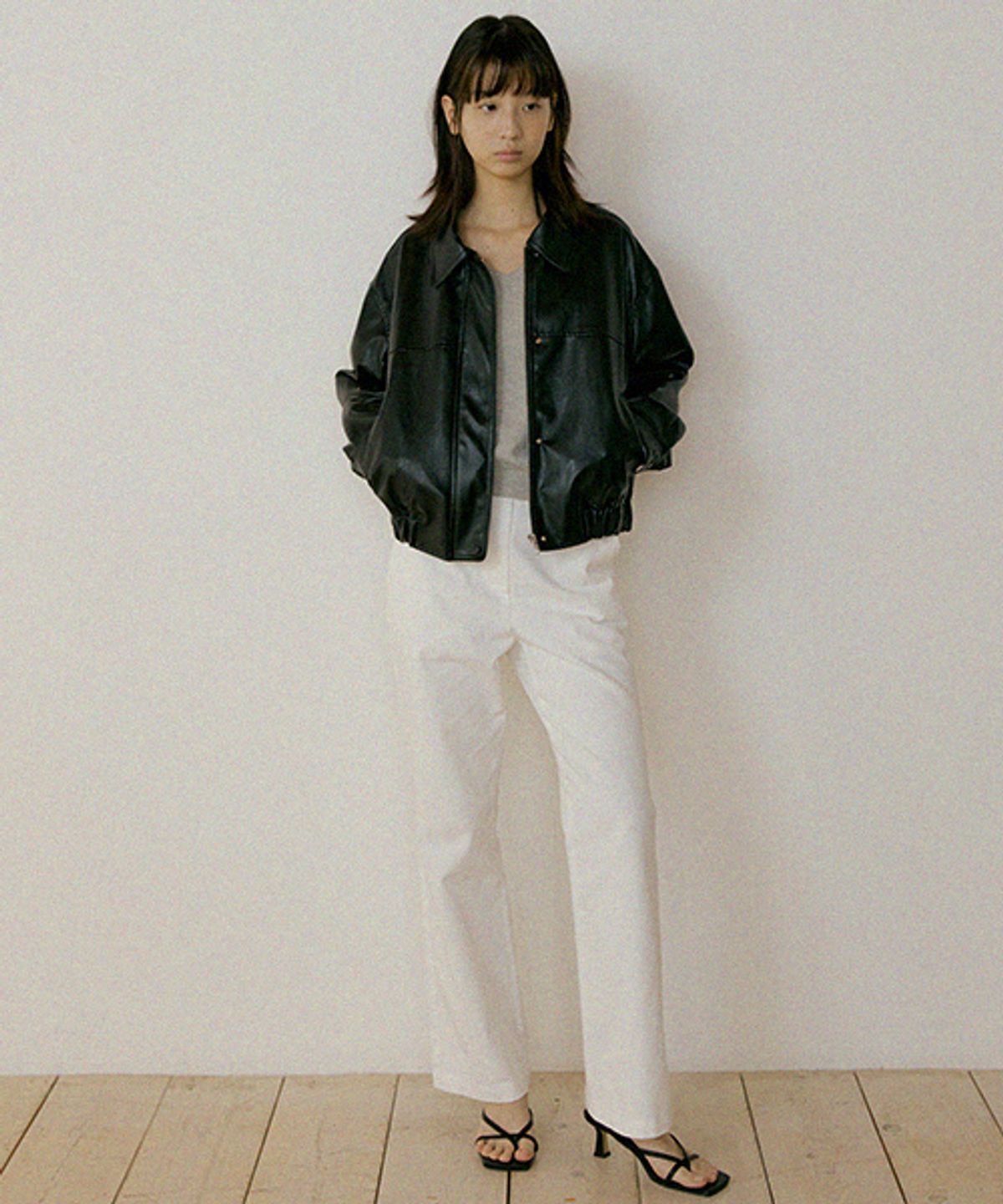 링서울(LINGSEOUL) leather blouson jacket-black
