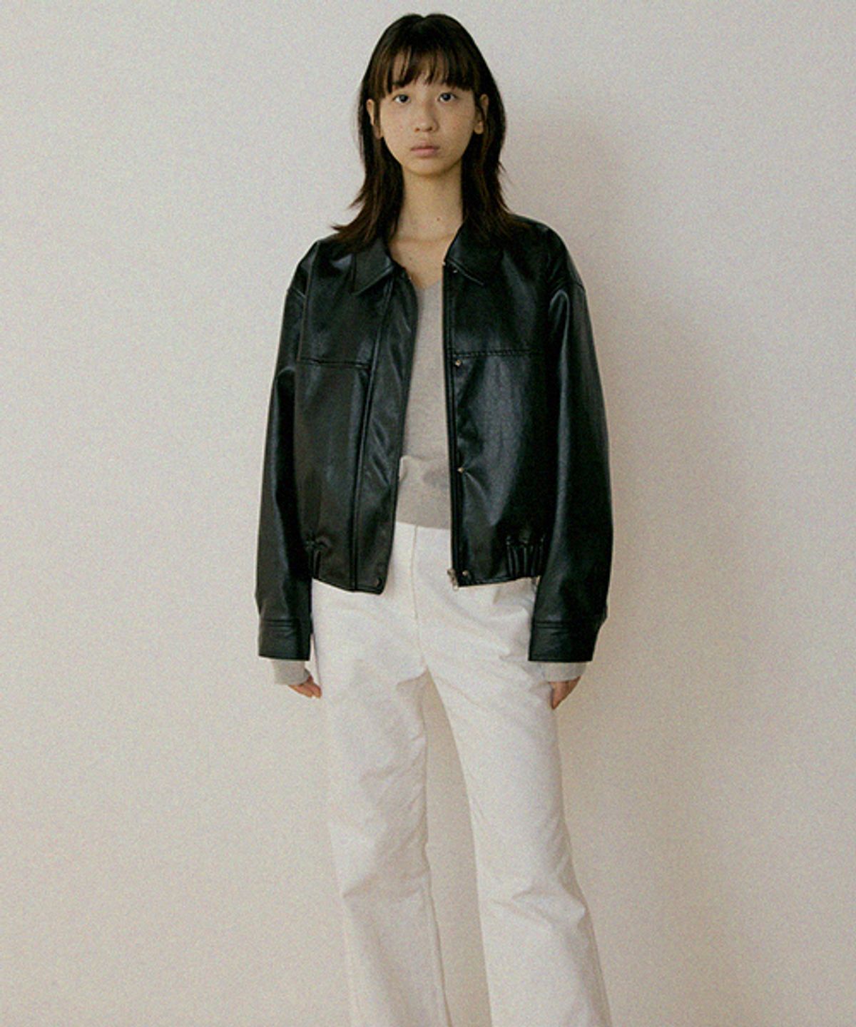 링서울(LINGSEOUL) leather blouson jacket-black