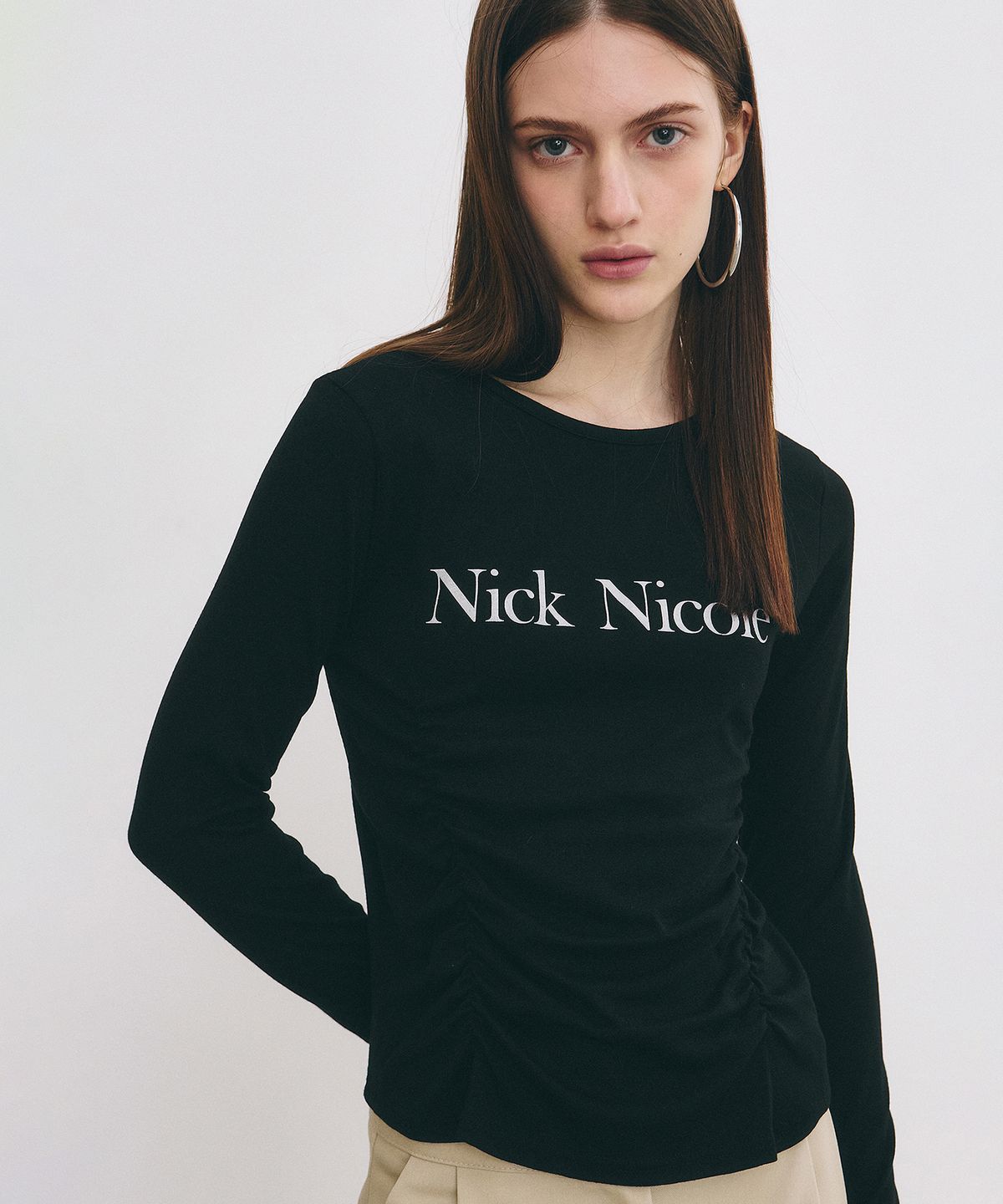 닉앤니콜(NICK&NICOLE) NICOLE PINTUCK SHIRRING TOP_BLACK