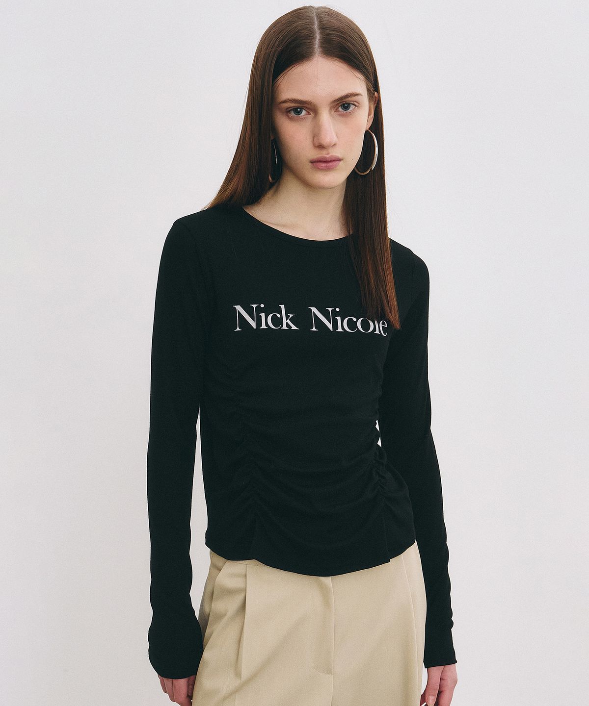 닉앤니콜(NICK&NICOLE) NICOLE PINTUCK SHIRRING TOP_BLACK