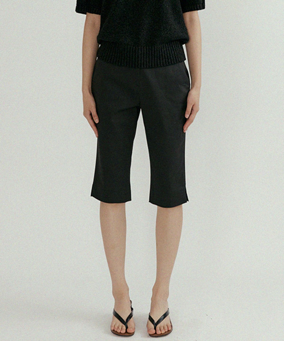 링서울(LINGSEOUL) capri slim pants-black