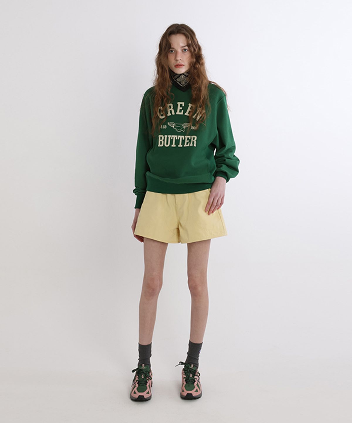 그린버터(GREENBUTTER) Washed Line Short_Belt set (Yellow)