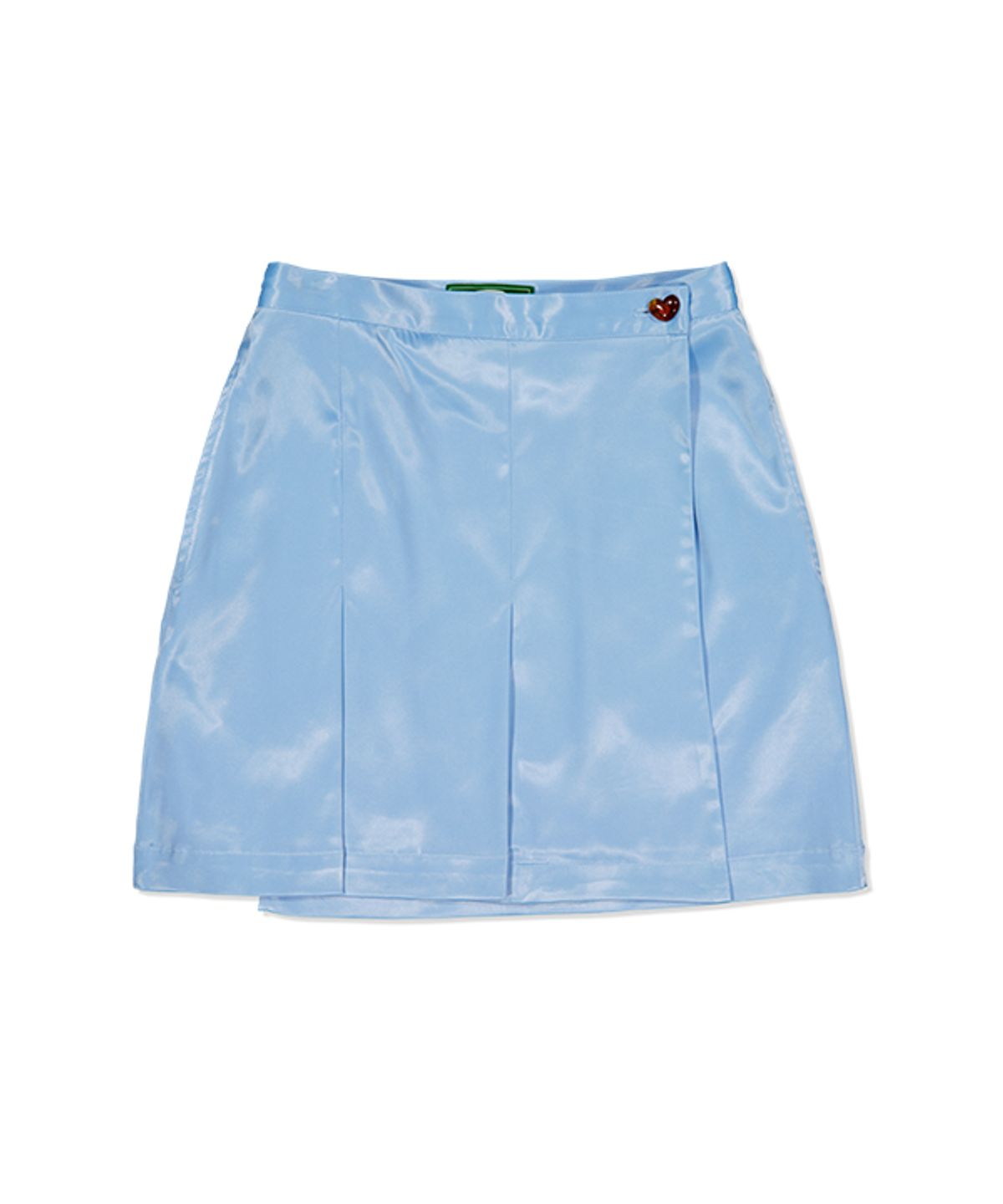그린버터(GREENBUTTER) Silky Heart Button Skirt (Light Blue)