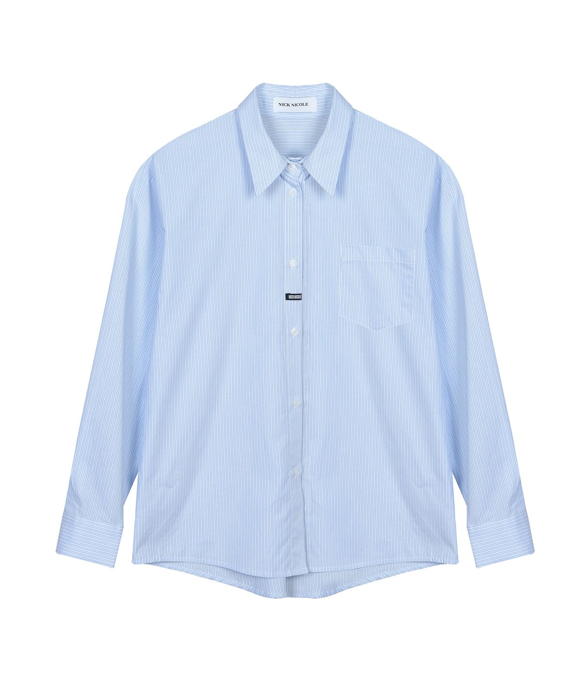 닉앤니콜(NICK&NICOLE) MINIMAL CLASSIC LABEL STRIPE SHIRT_SKY BLUE