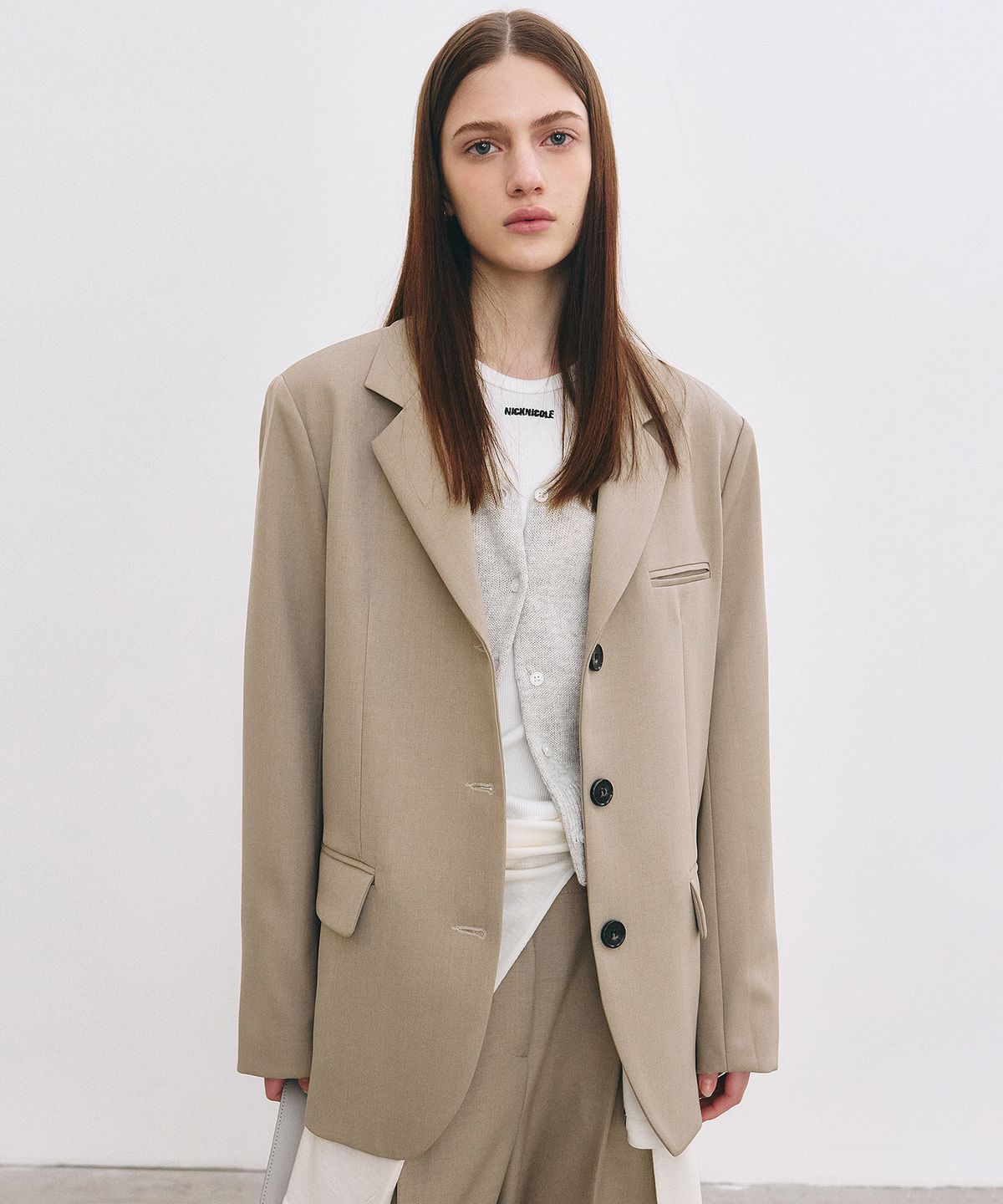 닉앤니콜(NICK&NICOLE) MINIMAL CLASSIC BLAZER JACKET_BEIGE