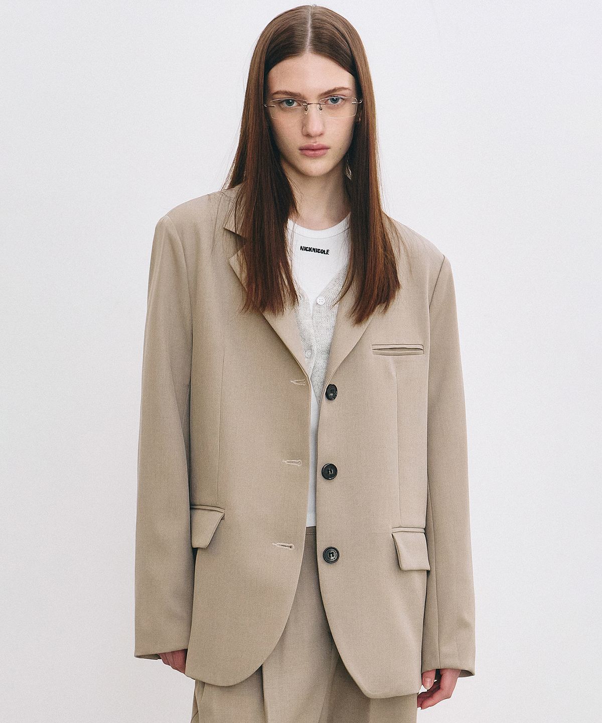 닉앤니콜(NICK&NICOLE) MINIMAL CLASSIC BLAZER JACKET_BEIGE