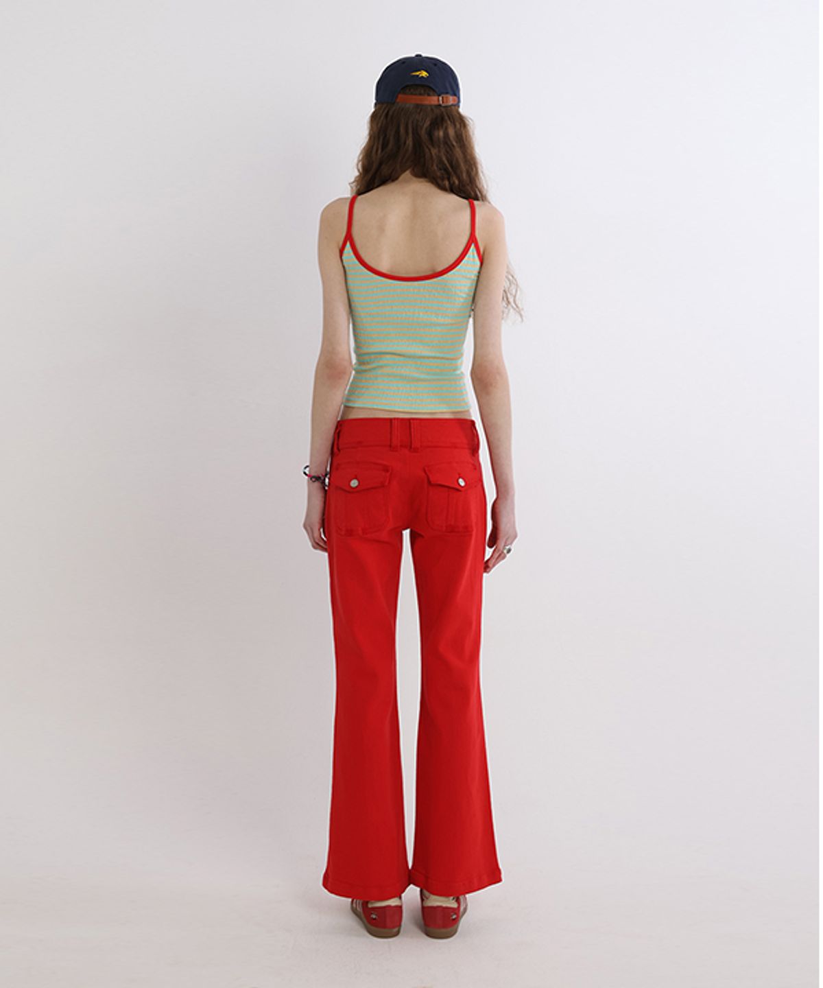 그린버터(GREENBUTTER) Wrinkle Double Inner Sleeveless (Mint/Red)