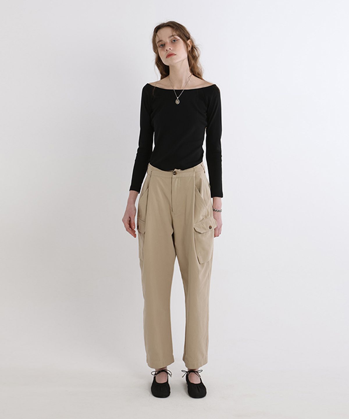 그린버터(GREENBUTTER) Two-way banding Tee (Black)