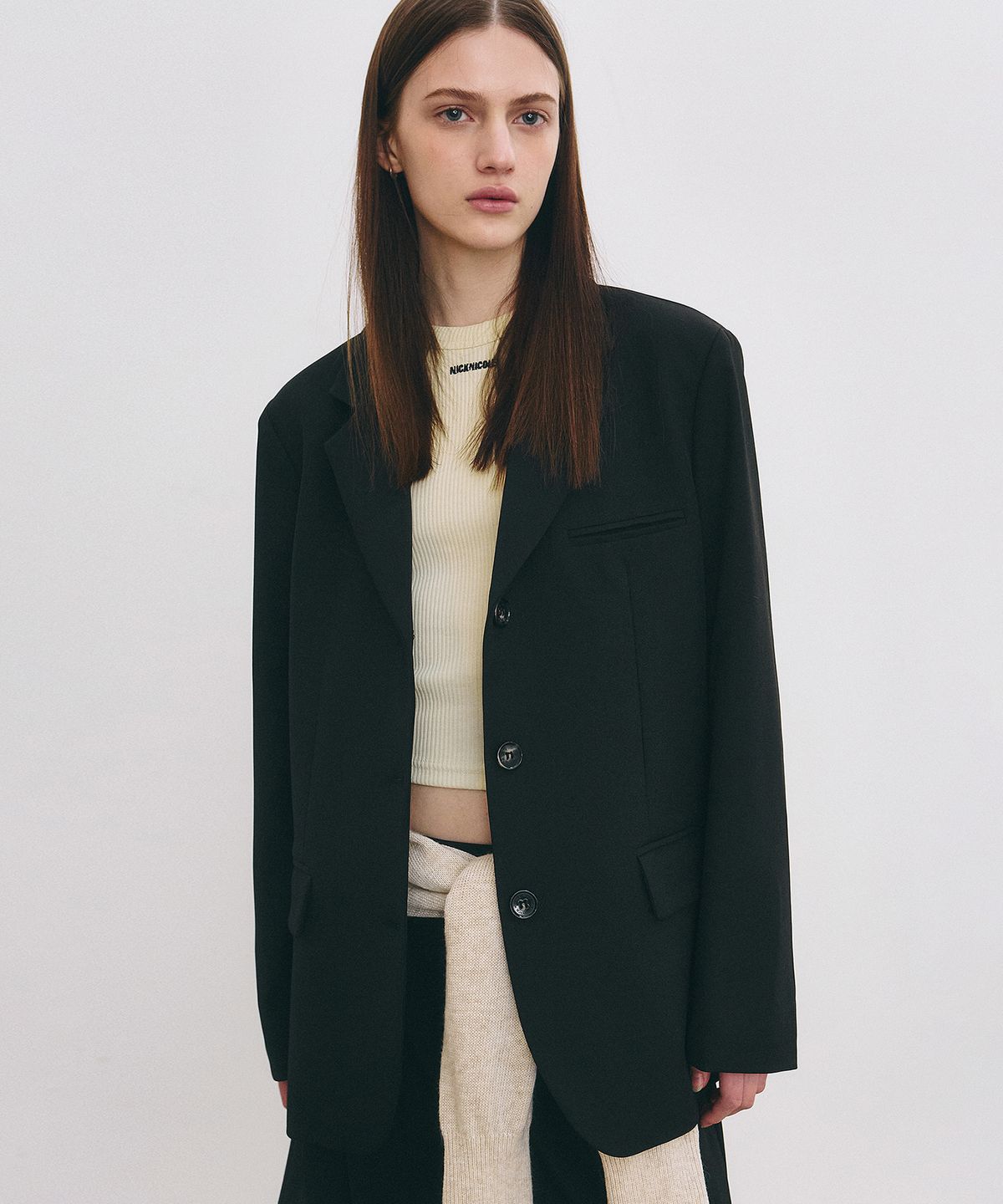 닉앤니콜(NICK&NICOLE) MINIMAL CLASSIC BLAZER JACKET_BLACK