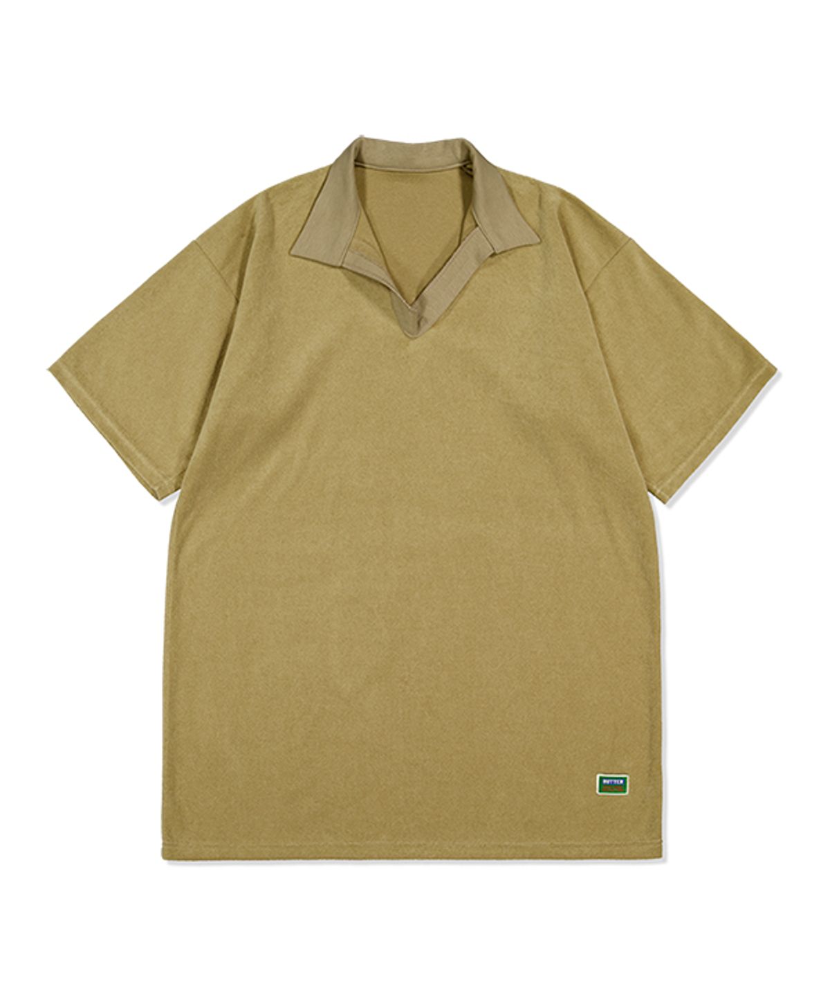 그린버터(GREENBUTTER) Terry Open-Collar Dress (Khaki Beige)