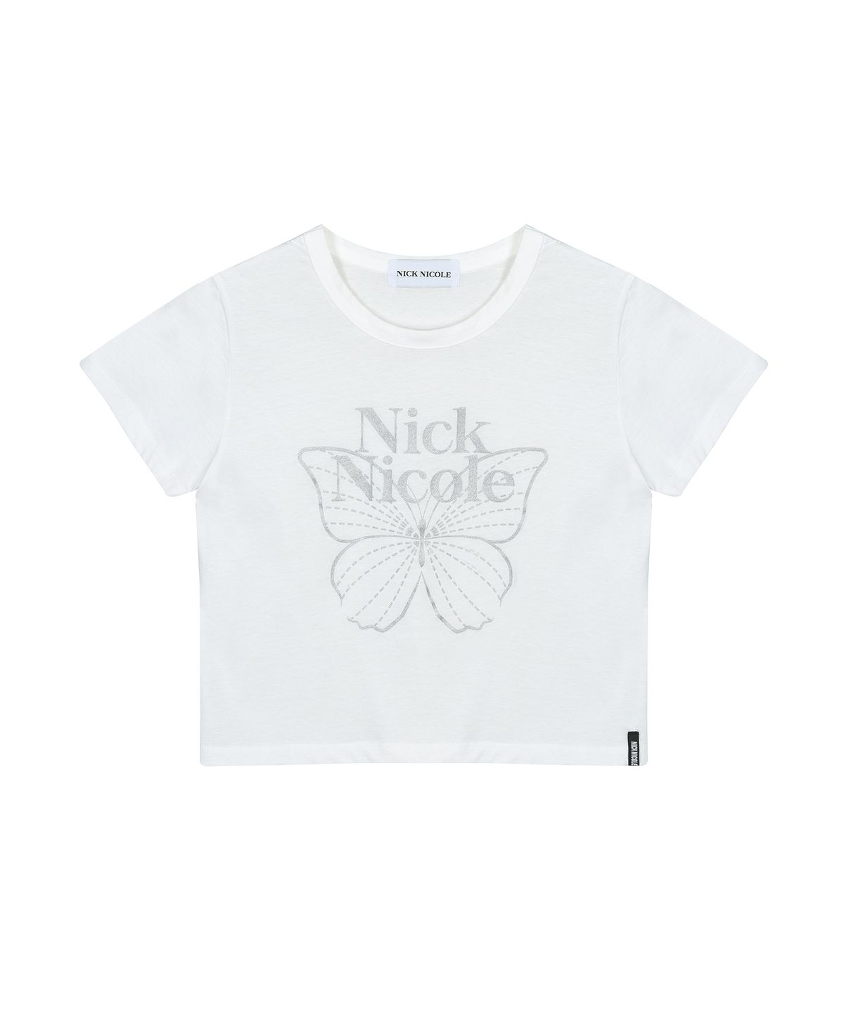 닉앤니콜(NICK&NICOLE) BUTTERFLY SIGNATURE CROP TOP_IVORY SILVER