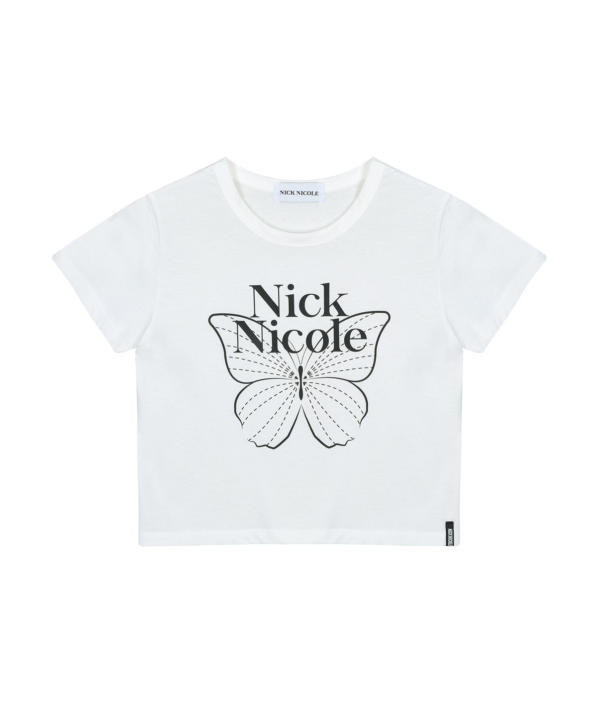 닉앤니콜(NICK&NICOLE) BUTTERFLY SIGNATURE CROP TOP_IVORY BLACK