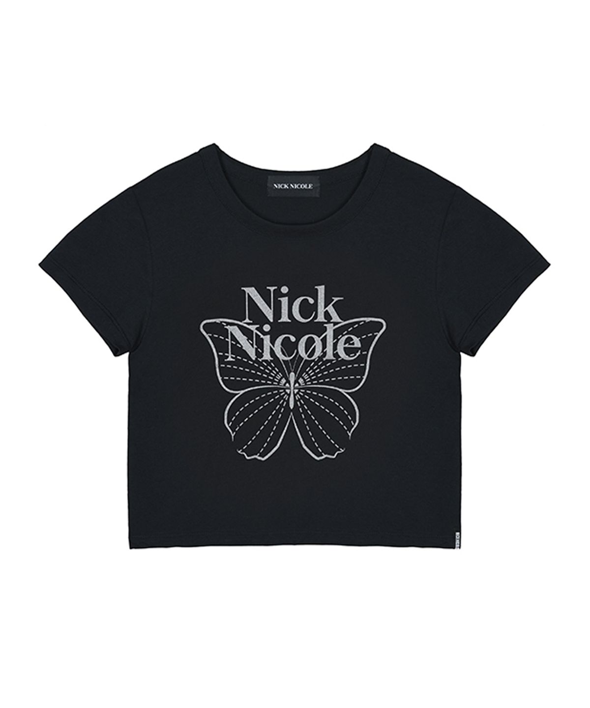 닉앤니콜(NICK&NICOLE) BUTTERFLY SIGNATURE CROP TOP_BLACK SILVER